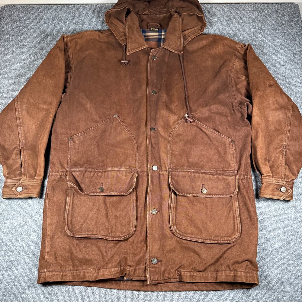 Vintage Boxx Jeans Mens Large Brown Denim Chore Barn Utility Jacket Coat 90s Y2K